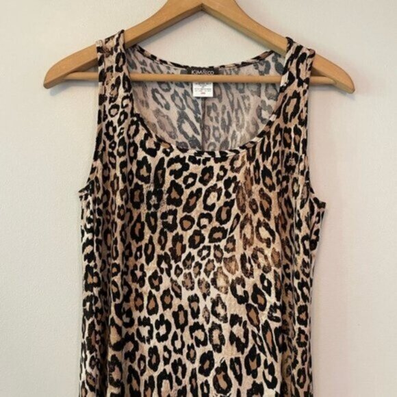 NEW Kim & Co Leopard Stretch Sleeveless Maxi Dress Size Large Petite bin 3E - Picture 4 of 4